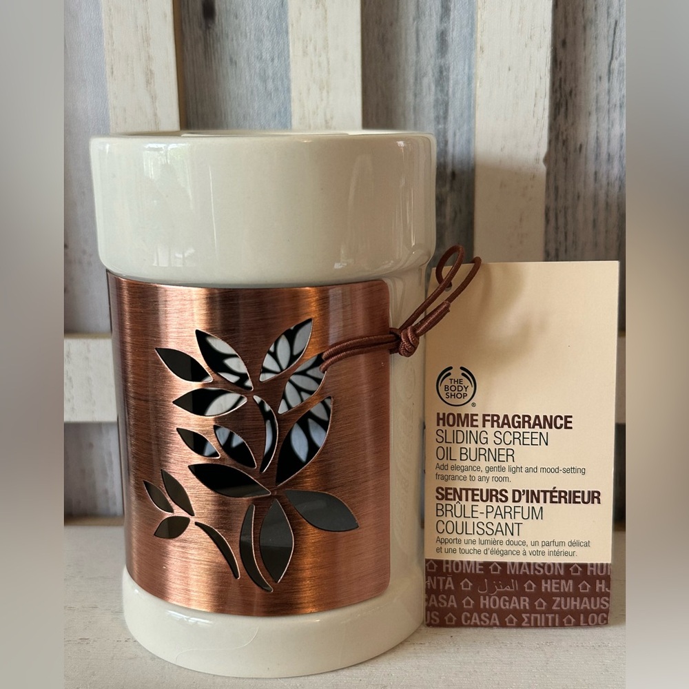 The Body Shop Home Fragrance Sliding Screen Essential Oil Burner Brass NWT
